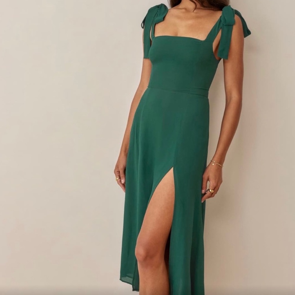Reformation Twilight Dress in Emerald